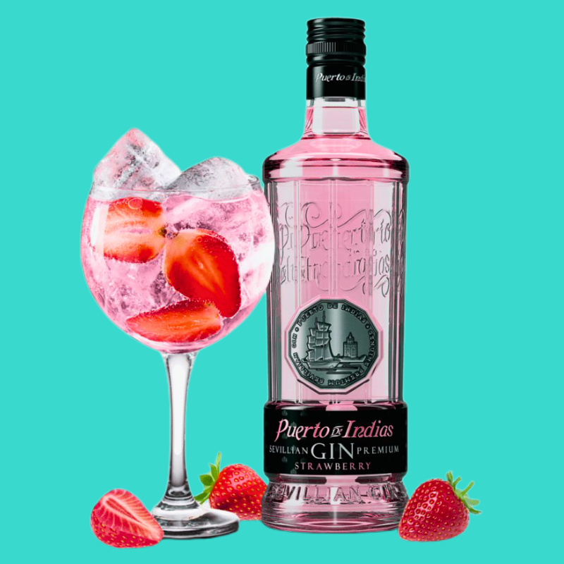 Botella de Ginebra PUERTO DE INDIAS Strawberry con 6 refrescos-Sandwich Lovers-Botellas